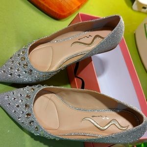 Nina silver and studded fancy flats